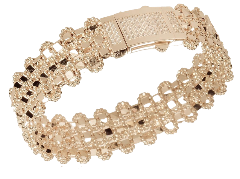 gold bracelet with diamond pattern side 1